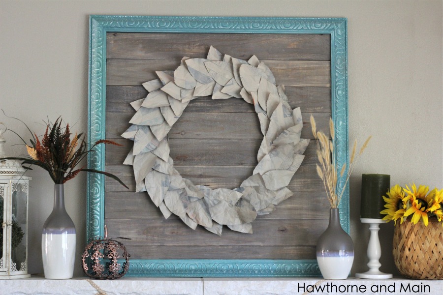 rustic fall wreath made of paper
