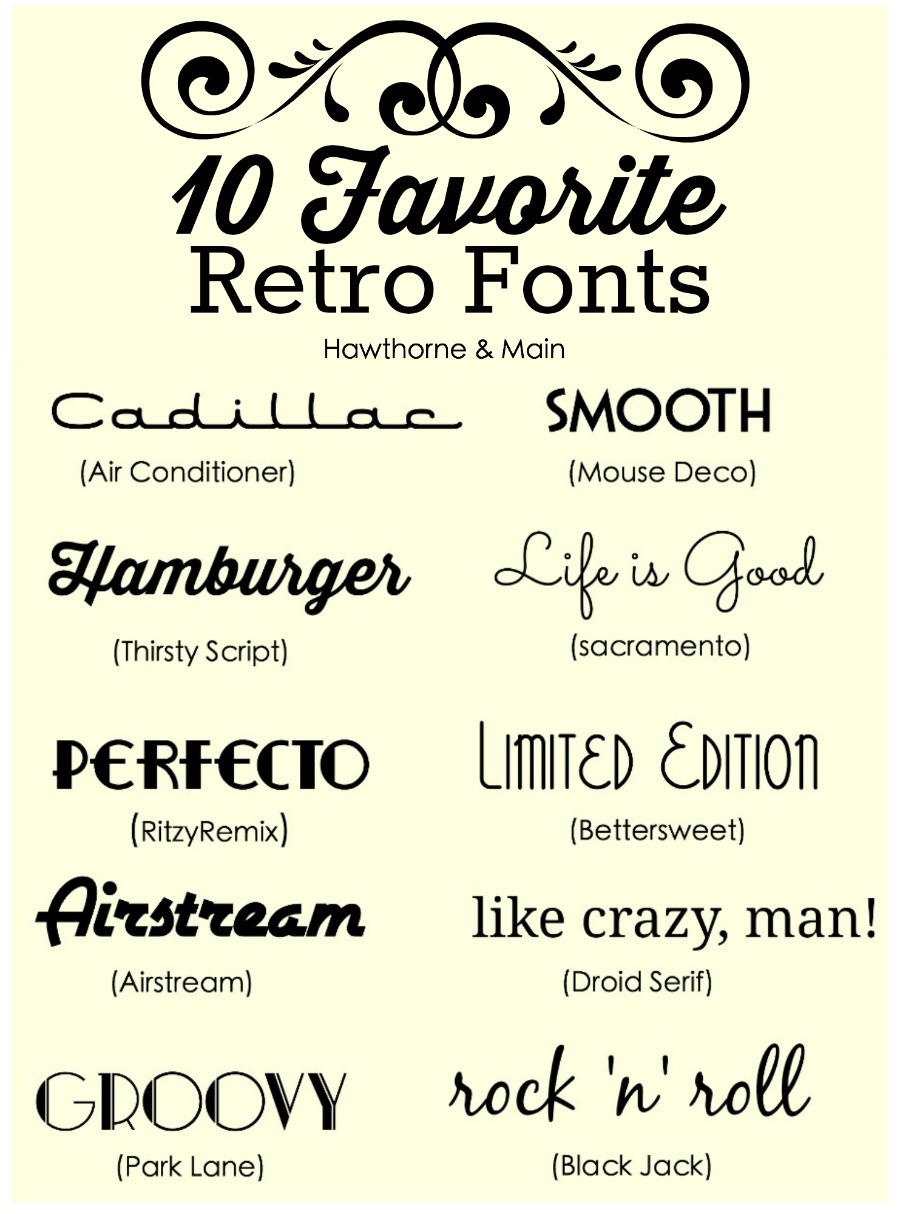 Favorite Retro Fonts HAWTHORNE AND MAIN