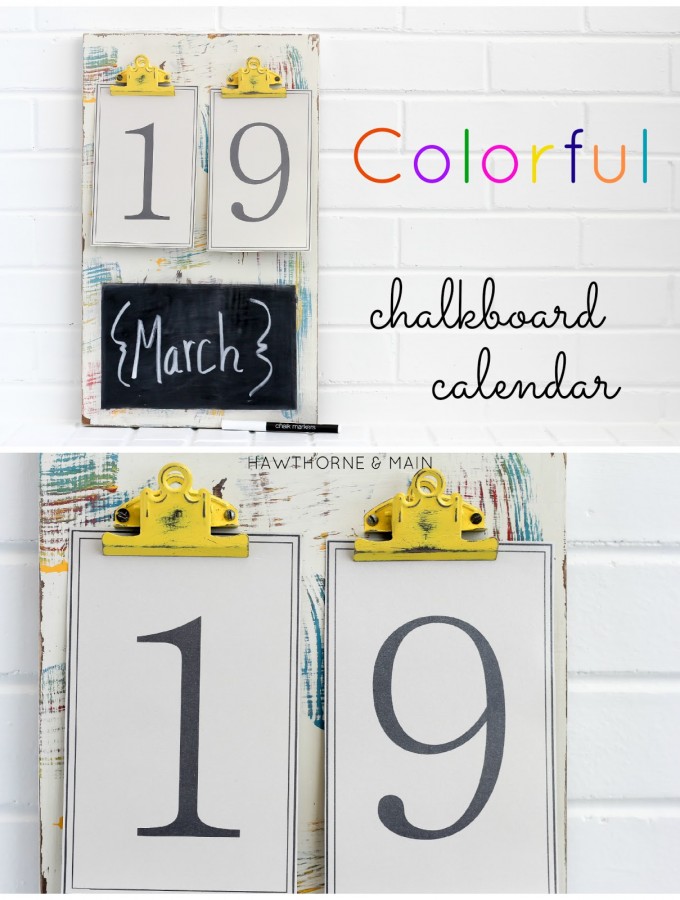 DIY Colorfull Chalkboard Calendar