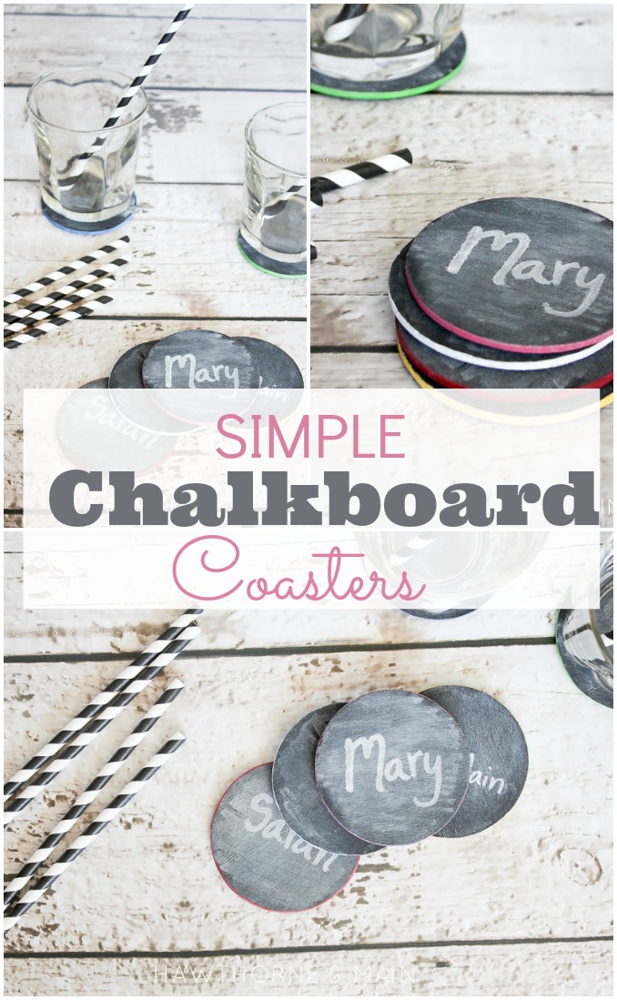 These diy chalk board coasters are the perfect addition to your next party! Super easy to make and everyone will know who's drink is who's!!