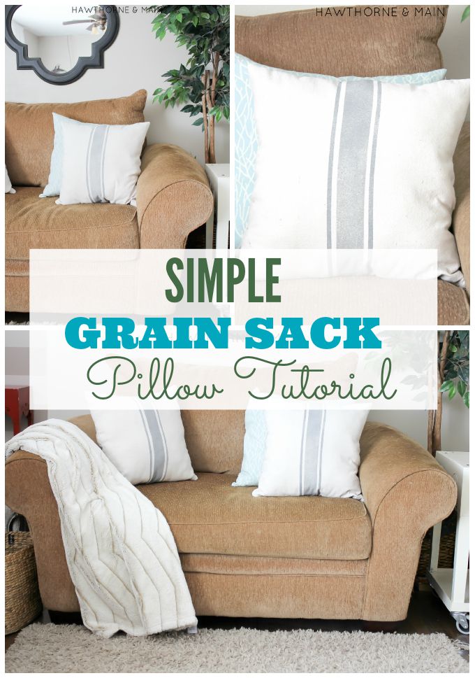 Check out these DIY grain sack pillows! They don't look that hard to make. Plus, I already have a sewing machine. Totally making these! 