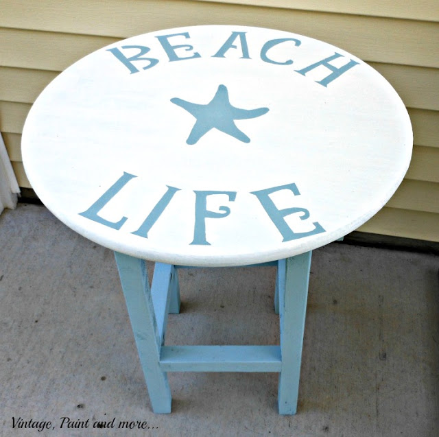 Vintage, Paint and more... A DIY chalk painted and stenciled beachy patio table