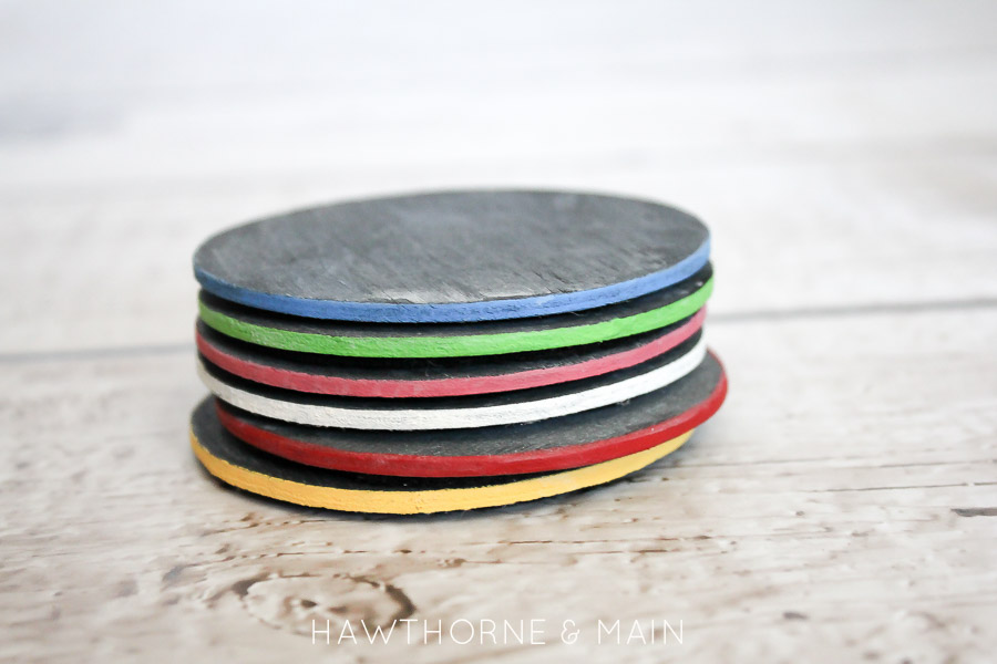 These diy chalk board coasters are the perfect addition to your next party! Super easy to make and everyone will know who's drink is who's!!