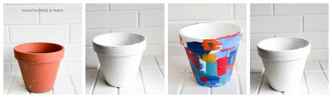 Check out this easy way to get a worn look on a flower pot. It looks like it was harder than it really was.  Come learn the splotchy paint technique.  