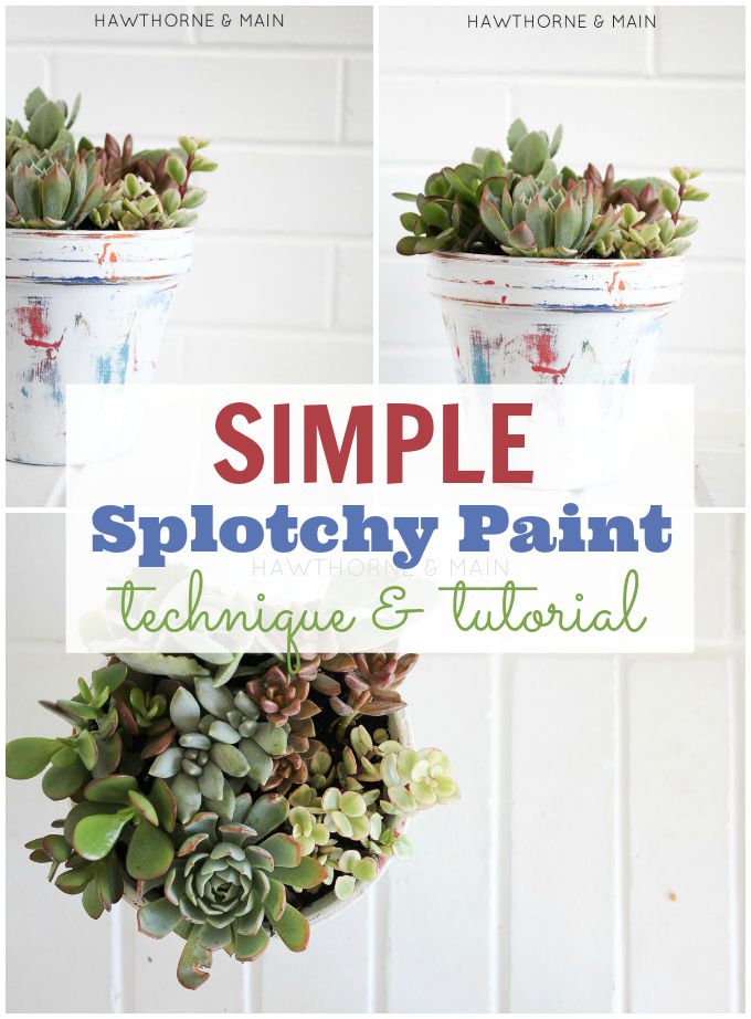 Check out this easy way to get a worn look on a flower pot. It looks like it was harder than it really was.  Come learn the splotchy paint technique.  