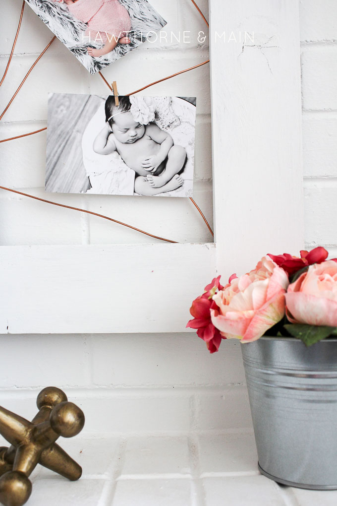 What a lovely way to display recent photos. I am still loving all things copper, and this one is just awesome! I love that she used copper wire. So cool!