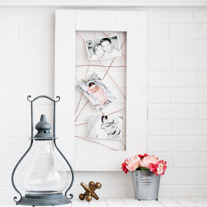 What a lovely way to display recent photos. I am still loving all things copper, and this one is just awesome! I love that she used copper wire. So cool!