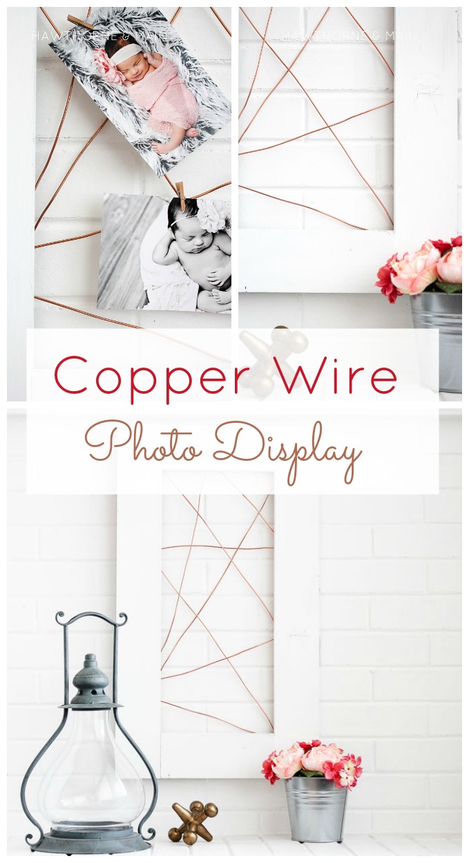 What a lovely way to display recent photos. I am still loving all things copper, and this one is just awesome! I love that she used copper wire. So cool!