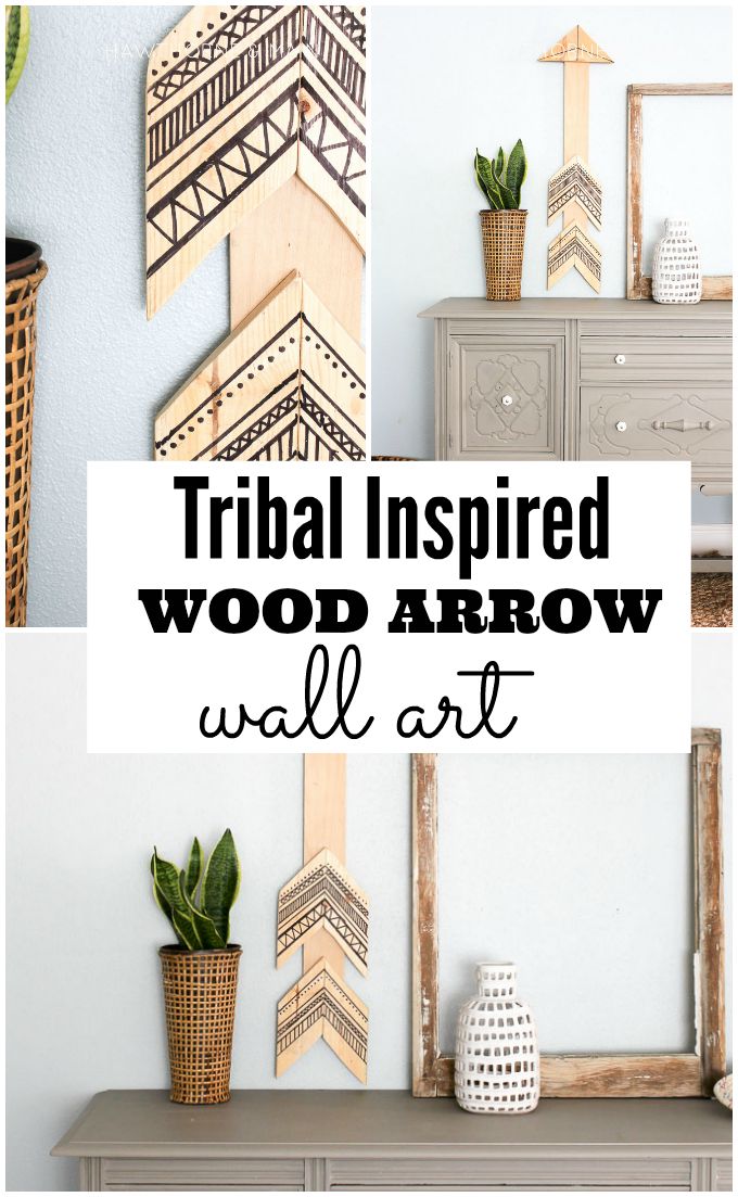 Tribal decor is so popular right now. Come learn how easy this tribal arrow wall art was to create. Let me show you how to make one too! Can you guess what was used to make the black lines? 