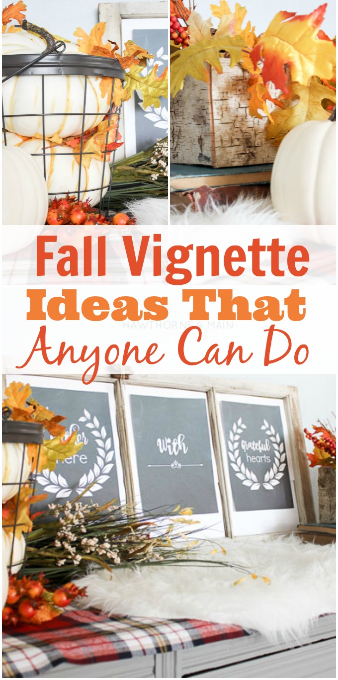 Who says you have to have a lot of stuff to decorate for the holidays. Check out this simple vignette with stuff you probably already have around the house.  