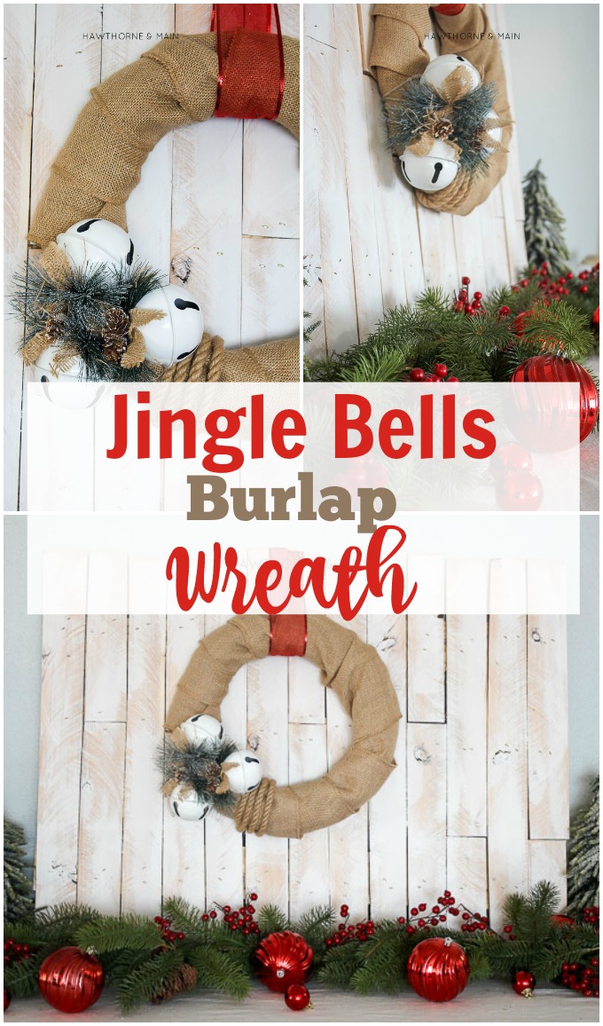 Love this burlap jungle bells wreath! So easy and fun. Pinning! 