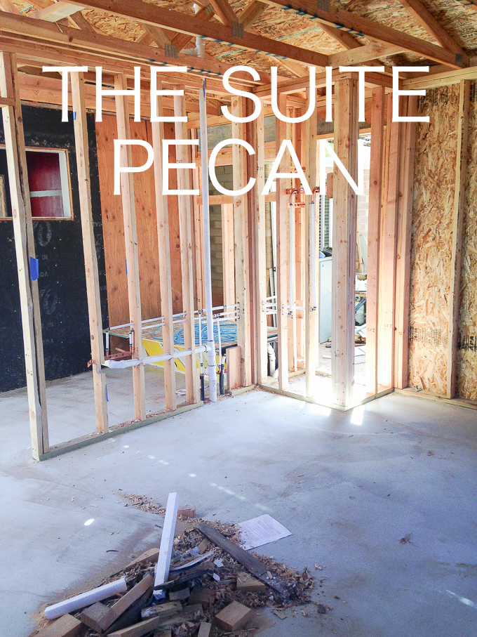 The Suite Pecan....will be a pretty little suite that will be equipped with a full kitchen, bathroom, living area and bedroom. I think Suite is a good word because it will be small. 