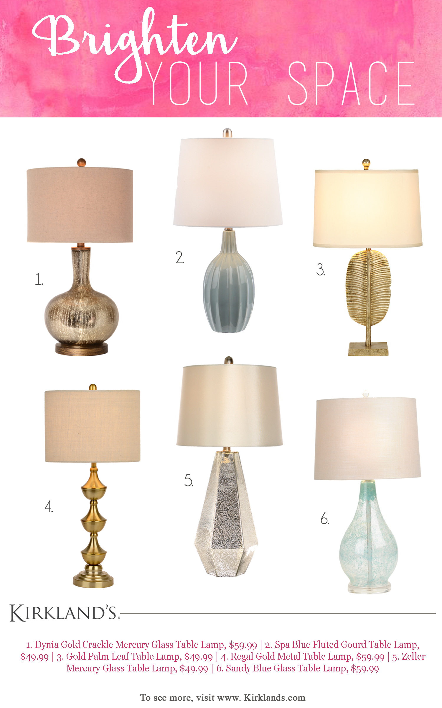 Brighten Your Space with New Lighting. This is a great roundup of lamps.  I think I love them all. Which is your favorite? 