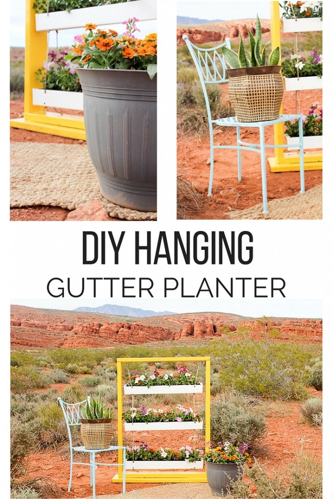 DIY Hanging Gutter Planter. This is a really fun and easy afternoon project that is sure to brighten up your outdoor space. 