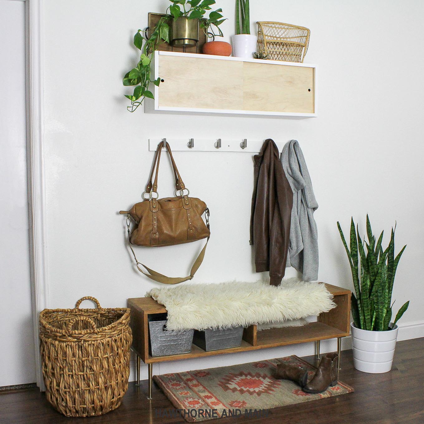 Learn how to make an inviting entryway with this simple diy coat rack