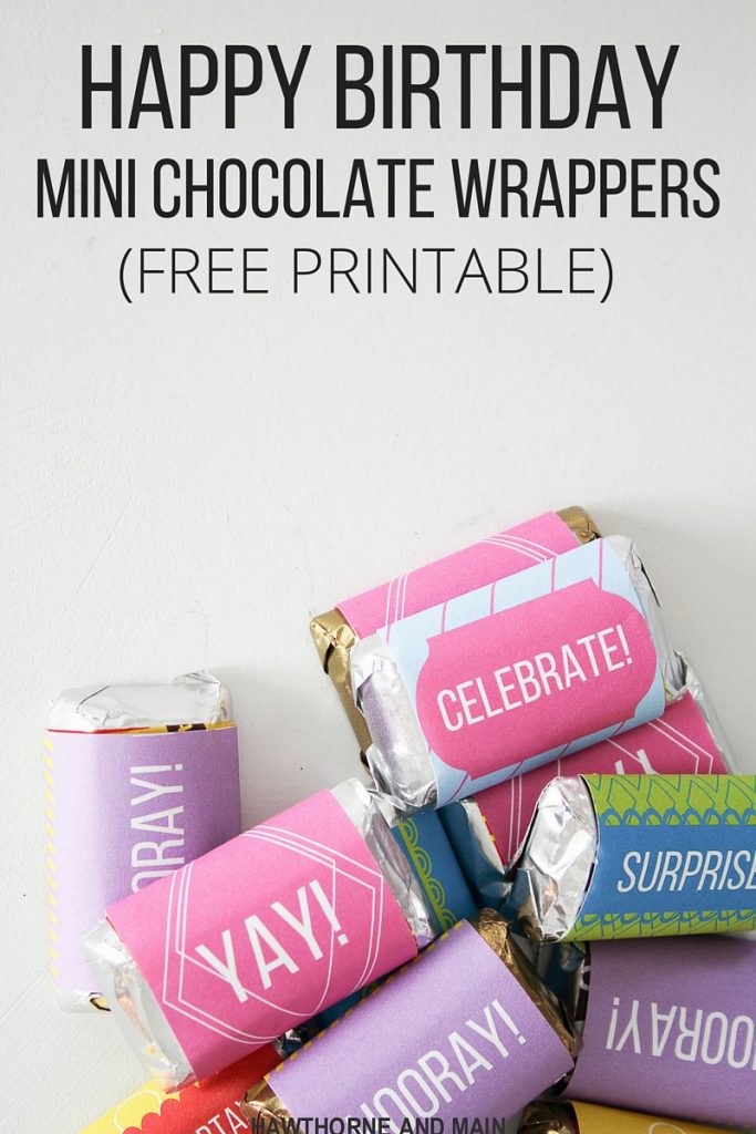 Happy birthday mini chocolate wrappers- free printable