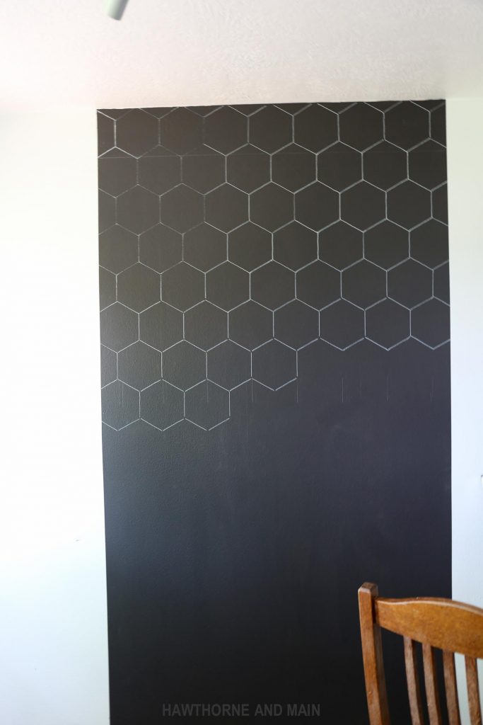 Black and blush geometric accent wall using black and white Sharpie markers....perfection! 