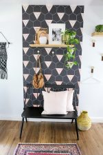 Black and Blush Geometric Accent Wall