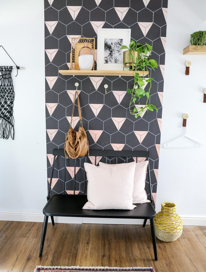 Black and Blush Geometric Accent Wall